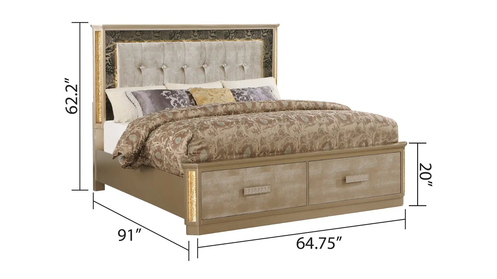 Medusa Modern Style Queen Bed Made with Wood by HouseOfZazla