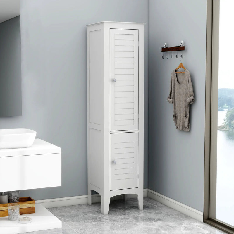 Tall Narrow Tower Freestanding Cabinet with 2 Shutter Doors by HouseOfZazla
