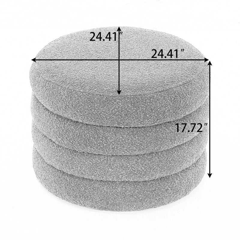 Velvet Fabric Storage Round Ottoman with Wooden Shelving by HouseOfZazla