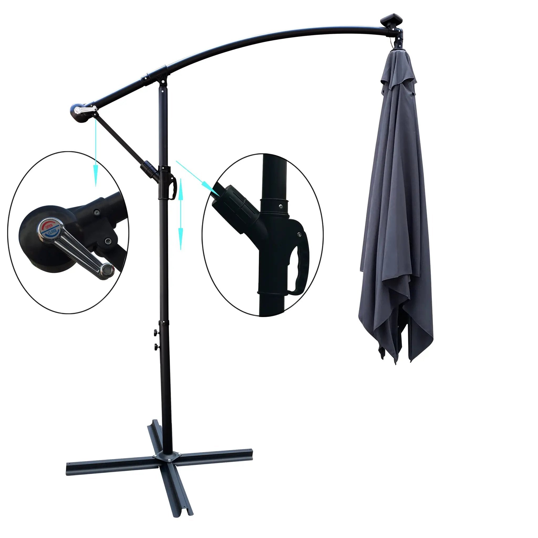 Square 2.5x2.5M Outdoor Patio Umbrella with Solar LED Lights by HouseOfZazla