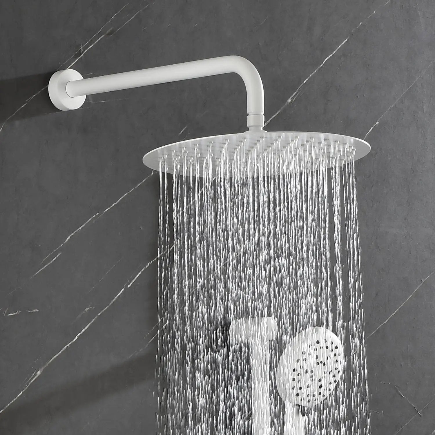 Shower System with Shower Head, Hand Shower, Slide Bar, Bodysprays, Shower Arm, Hose, Valve Trim, and Lever Handles by HouseOfZazla