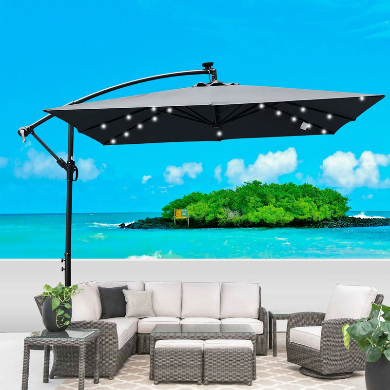 Square 2.5x2.5M Outdoor Patio Umbrella with Solar LED Lights by HouseOfZazla
