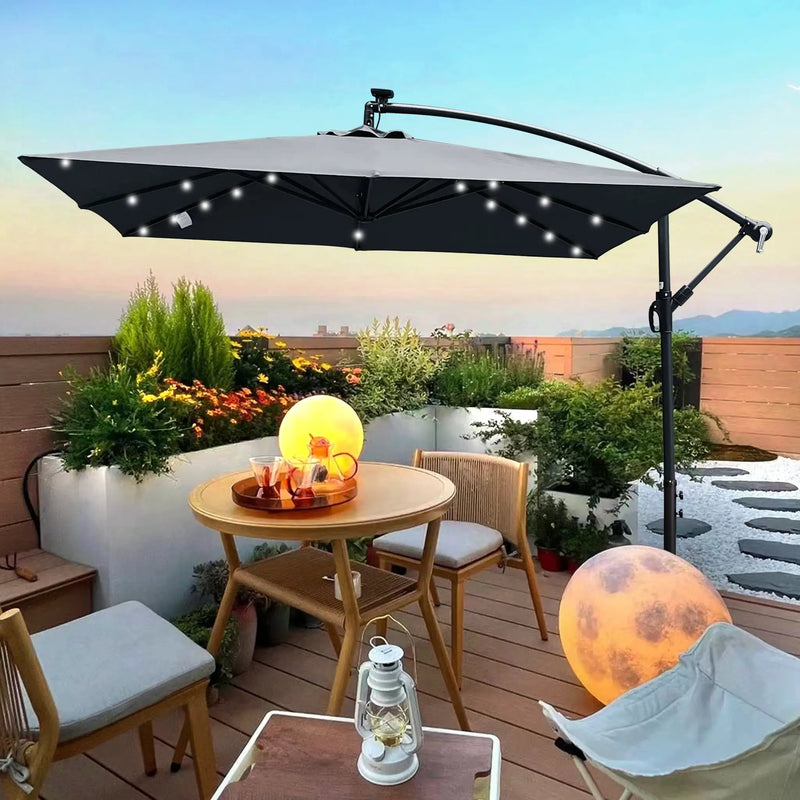 Square 2.5x2.5M Outdoor Patio Umbrella with Solar LED Lights by HouseOfZazla