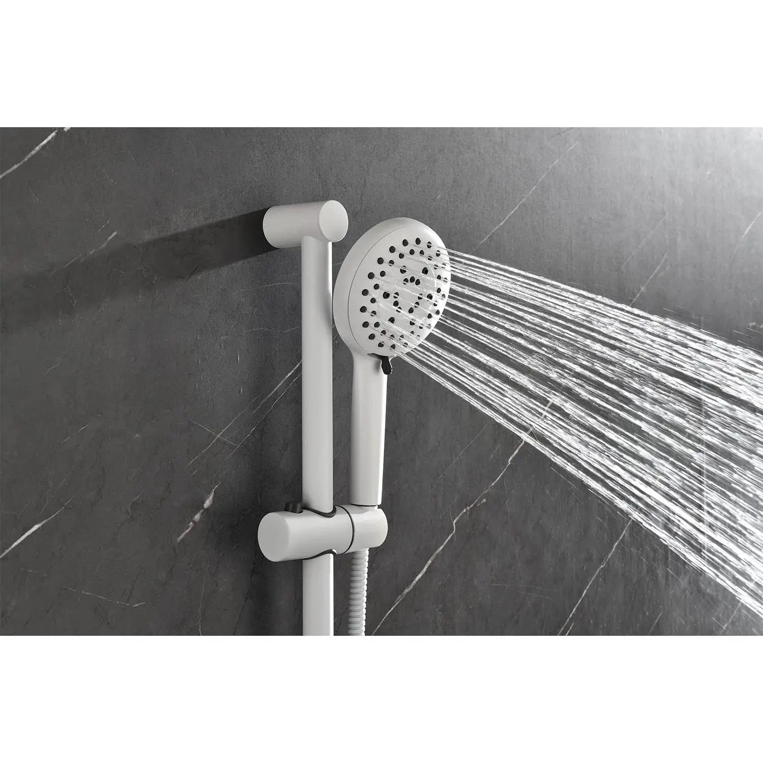 Shower System with Shower Head, Hand Shower, Slide Bar, Bodysprays, Shower Arm, Hose, Valve Trim, and Lever Handles by HouseOfZazla