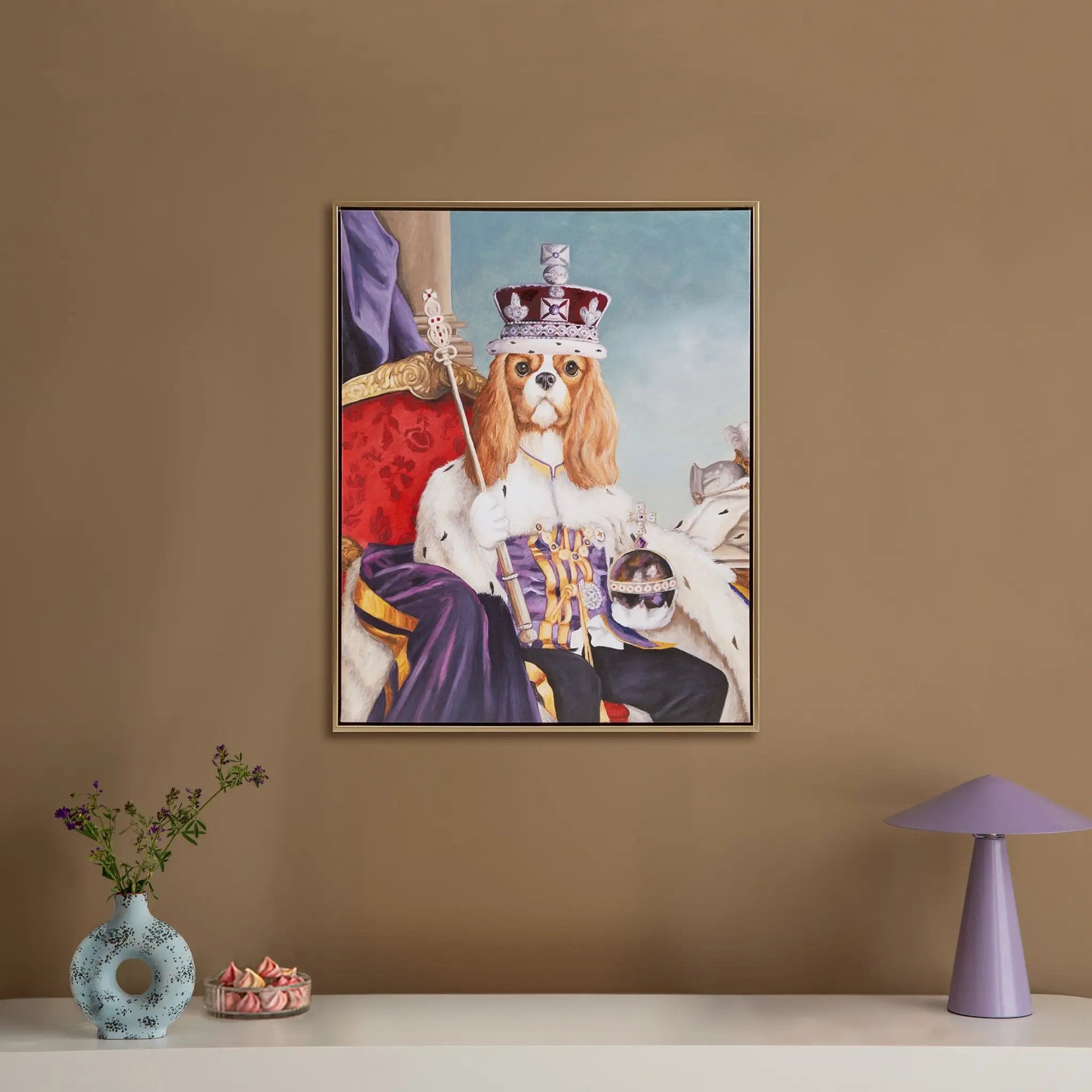 King Charles Spaniel III Framed Canvas Wall Art by HouseOfZazla