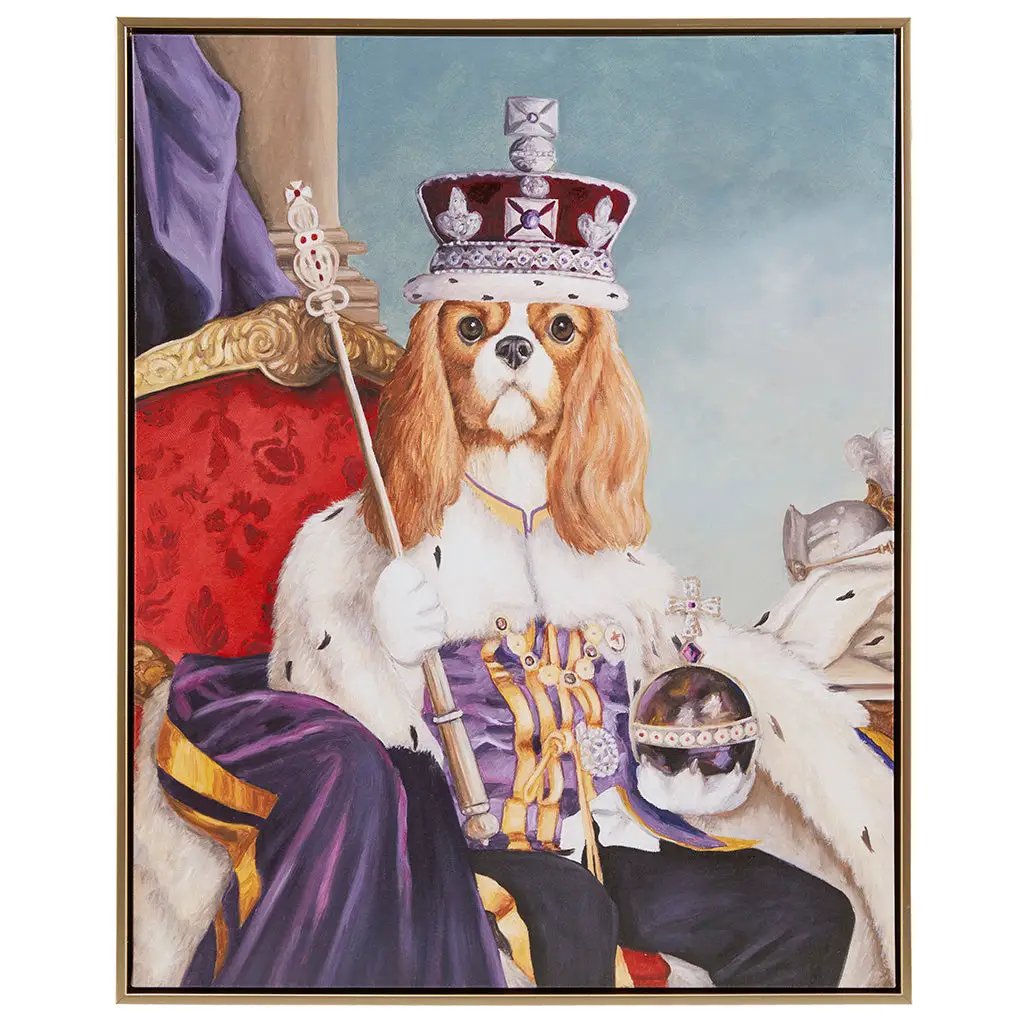 King Charles Spaniel III Framed Canvas Wall Art by HouseOfZazla