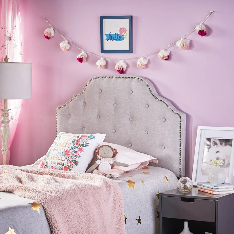 Tufted Upholstered Twin Headboard with Durable Metal Legs by HouseOfZazla