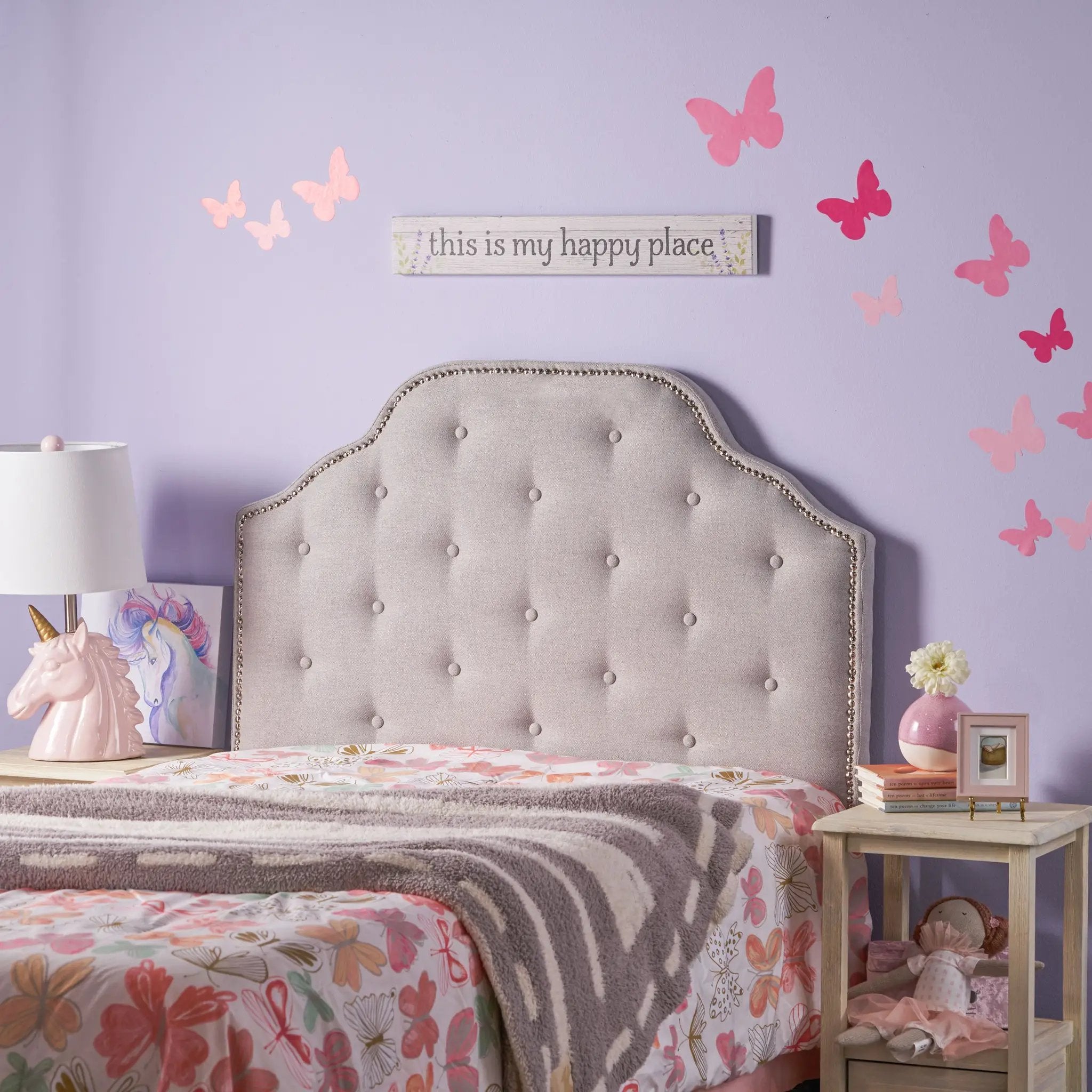 Tufted Upholstered Twin Headboard with Durable Metal Legs by HouseOfZazla