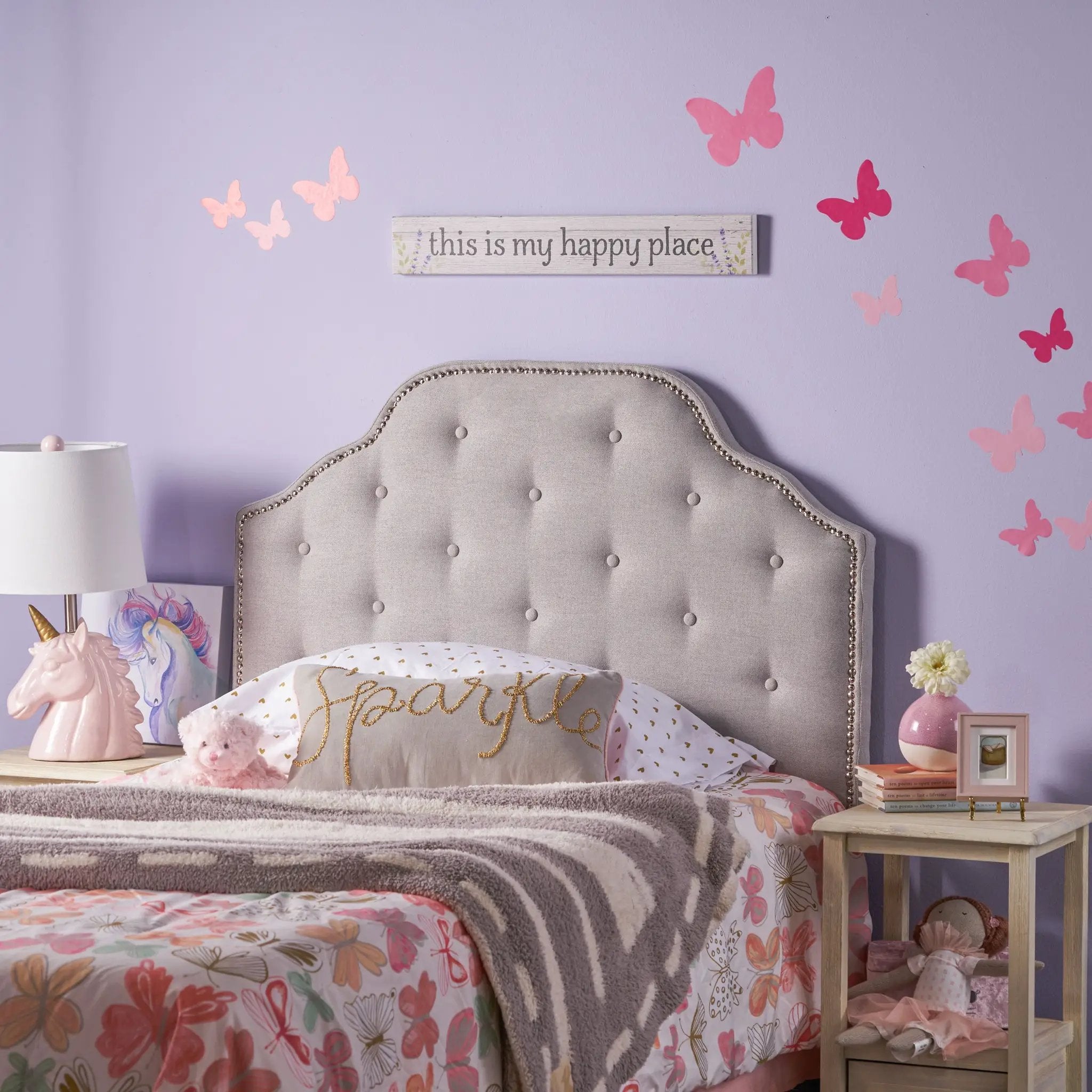 Tufted Upholstered Twin Headboard with Durable Metal Legs by HouseOfZazla