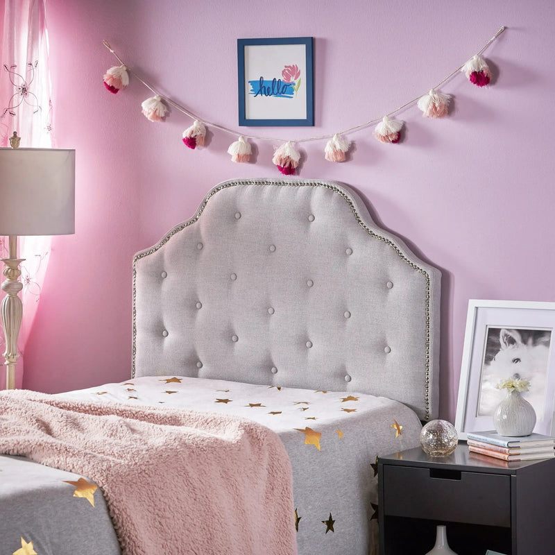 Tufted Upholstered Twin Headboard with Durable Metal Legs by HouseOfZazla