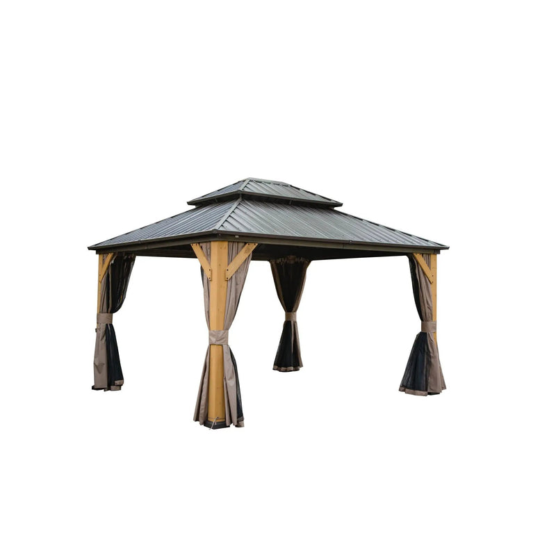 12'x14' Hardtop Gazebo, Outdoor Cedar Wood Frame Canopy by HouseOfZazla