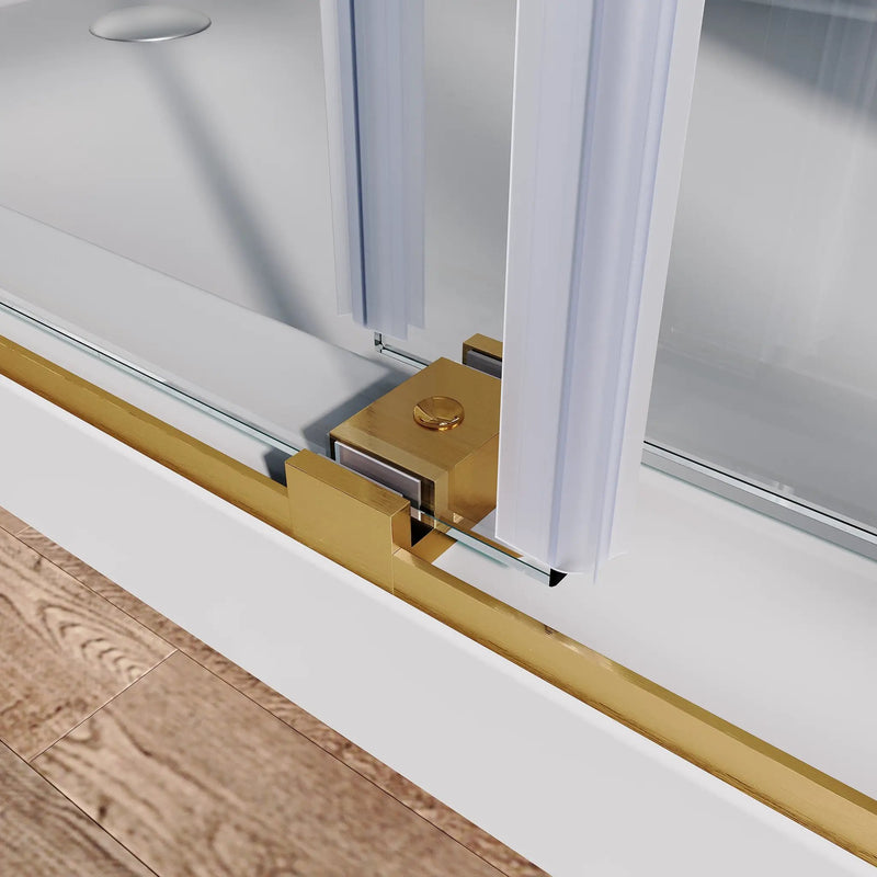 Brushed Gold Frameless Bathtub Door by HouseOfZazla