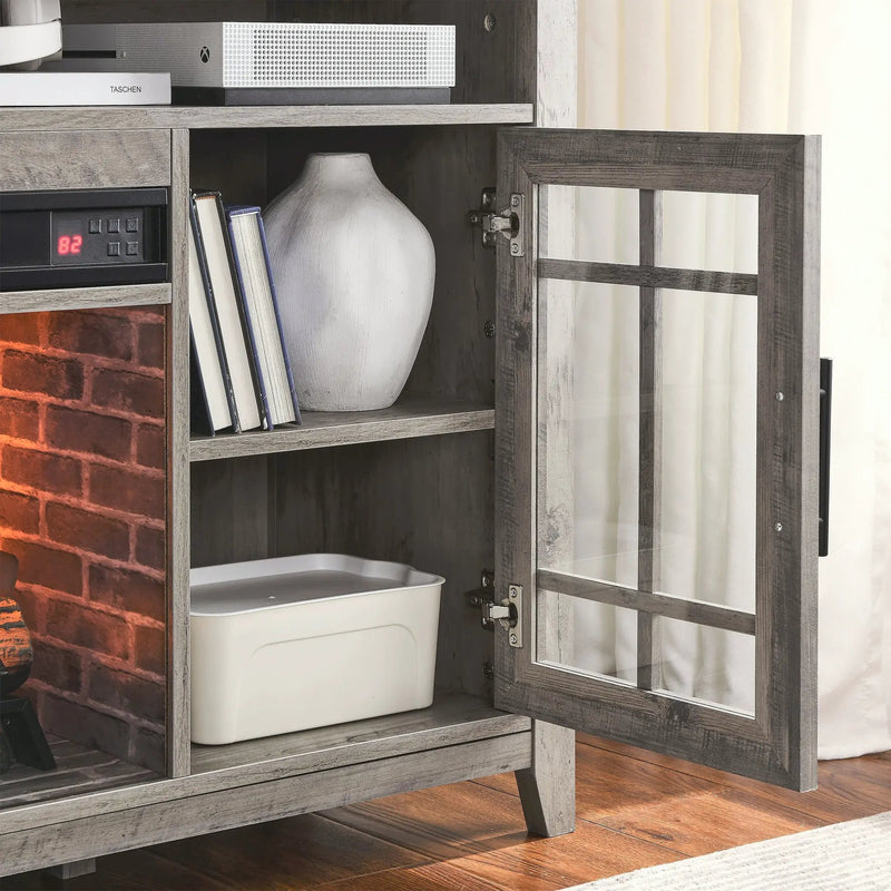 55 Inch TV Media Stand with Electric Fireplace by HouseOfZazla