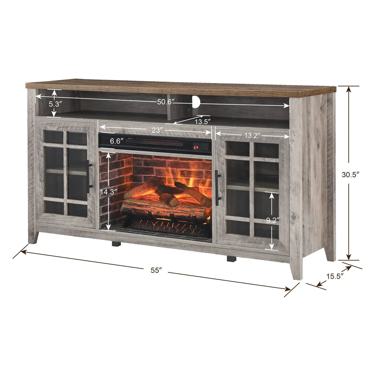 55 Inch TV Media Stand with Electric Fireplace by HouseOfZazla