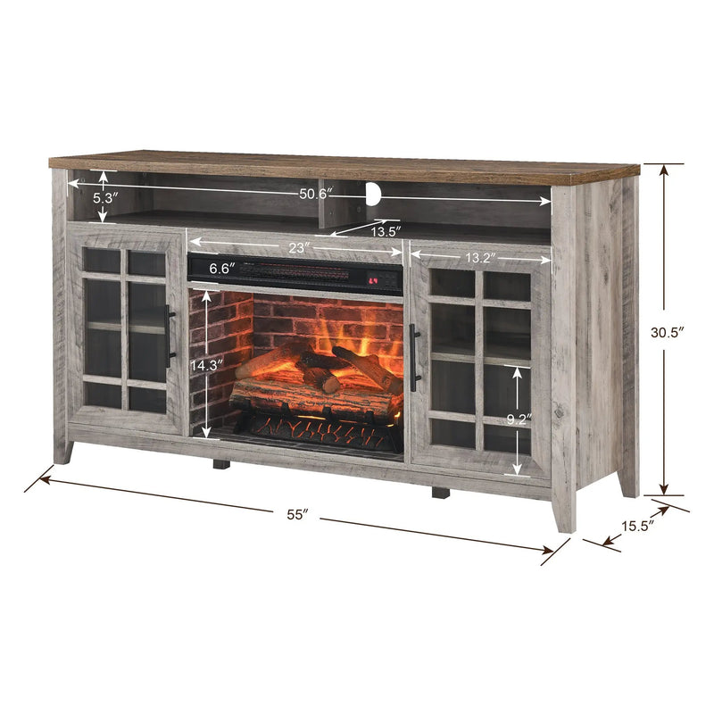 55 Inch TV Media Stand with Electric Fireplace by HouseOfZazla