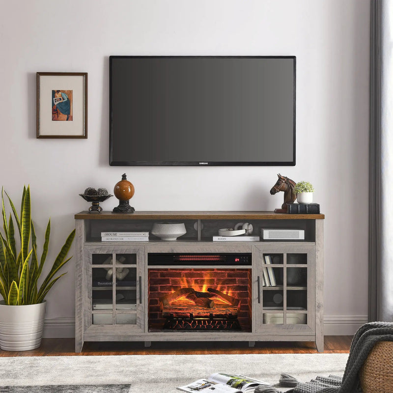55 Inch TV Media Stand with Electric Fireplace by HouseOfZazla