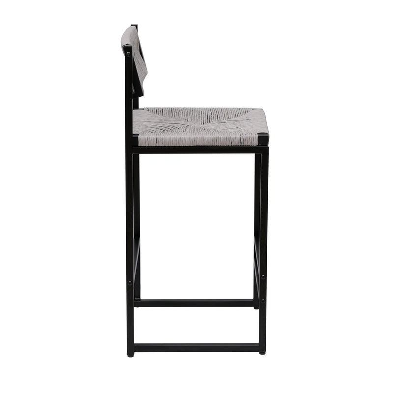 Gray Set of 2 Hand Weave Bar Stools with Back by HouseOfZazla