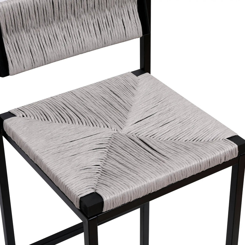 Gray Set of 2 Hand Weave Bar Stools with Back by HouseOfZazla
