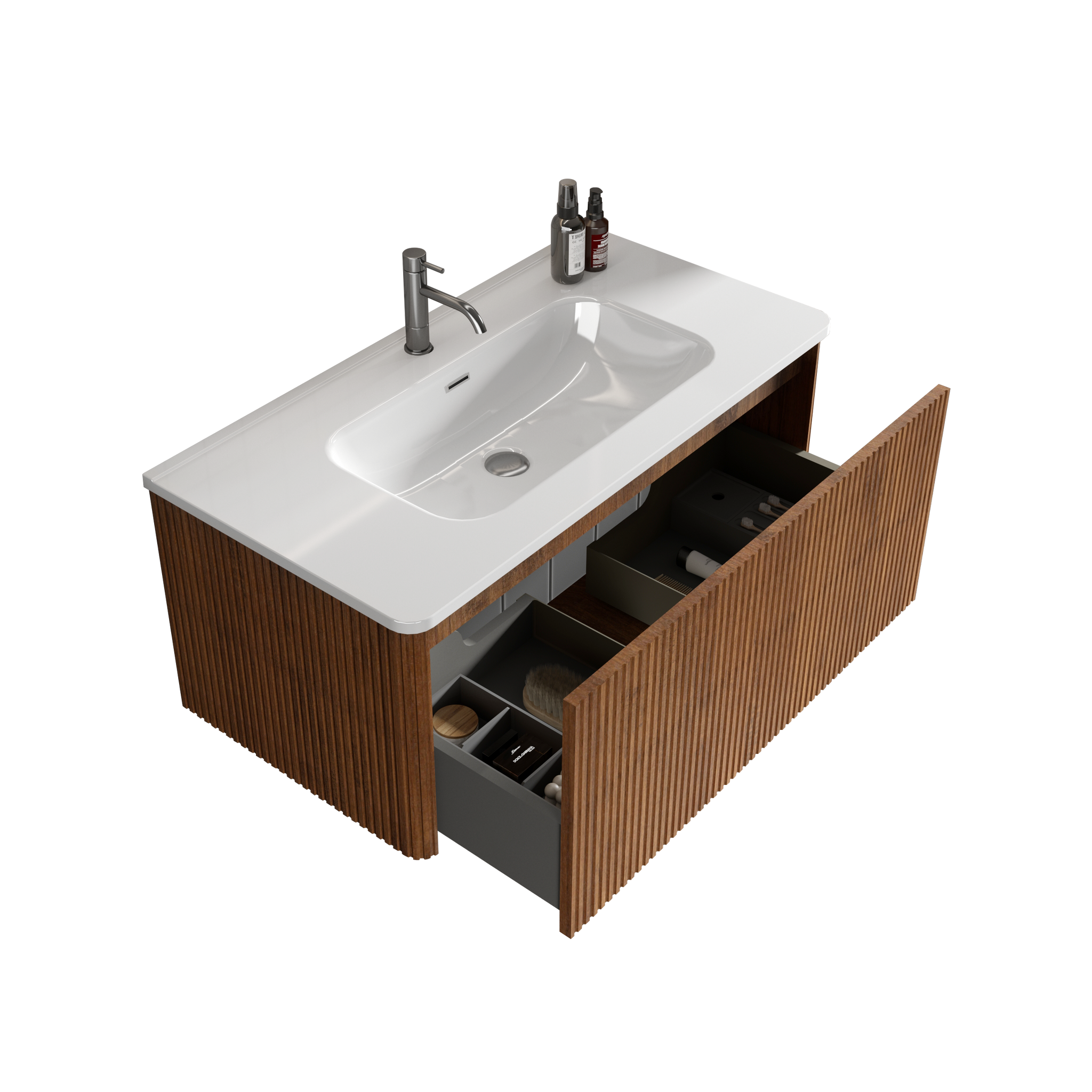 Etna 36" Striped Walnut Floating Bathroom Vanity by HouseOfZazla