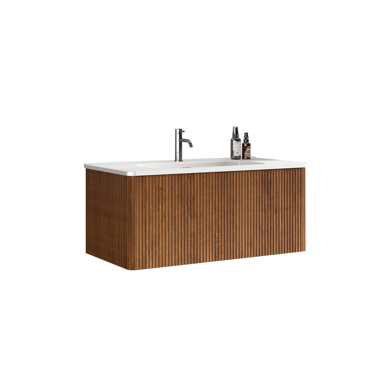 Etna 36" Striped Walnut Floating Bathroom Vanity by HouseOfZazla