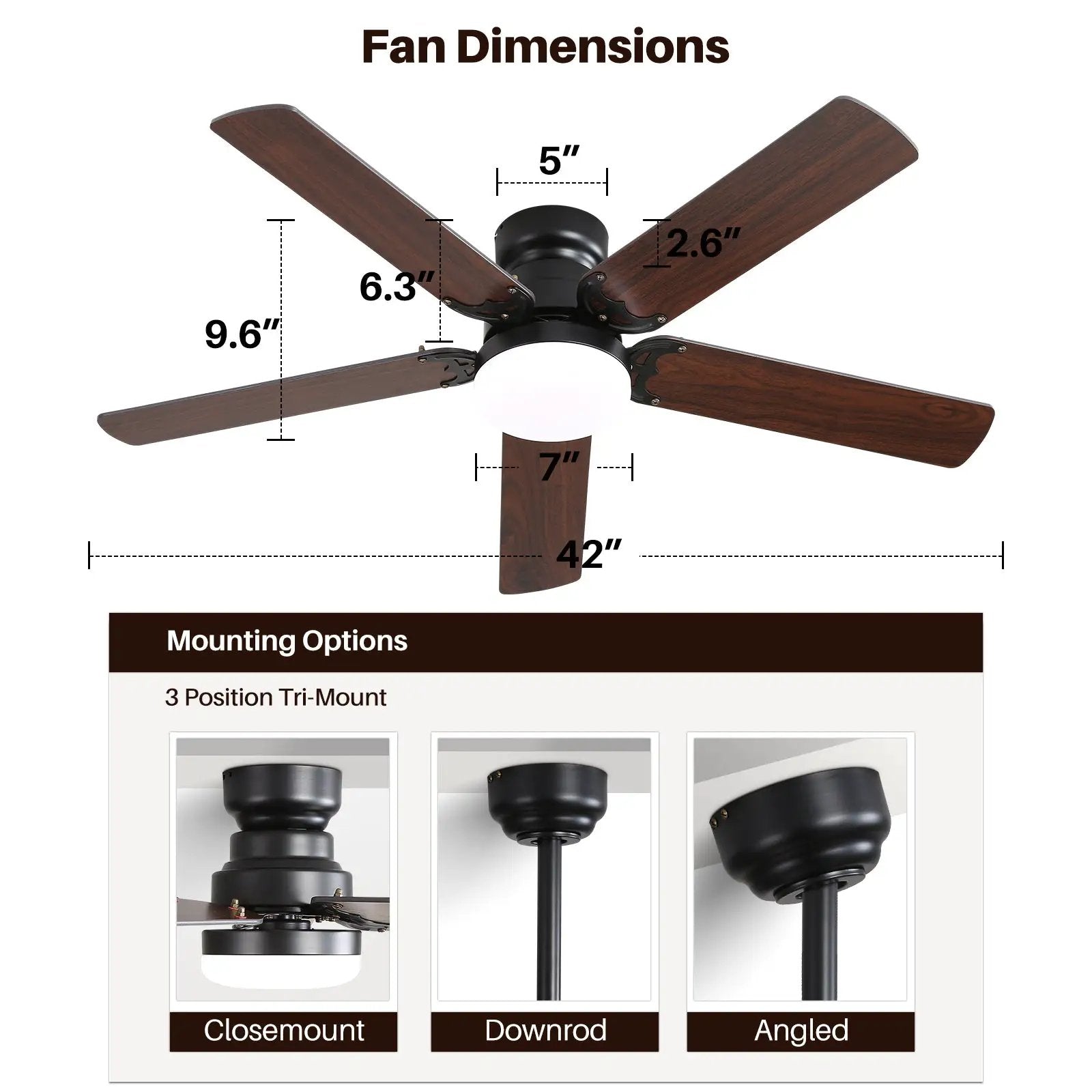 42 Inch Modern Ceiling Fan with LED Light and Remote Control by HouseOfZazla