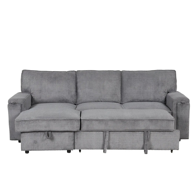 U_STYLE Upholstery Sleeper Sectional Sofa with Storage Bags by HouseOfZazla