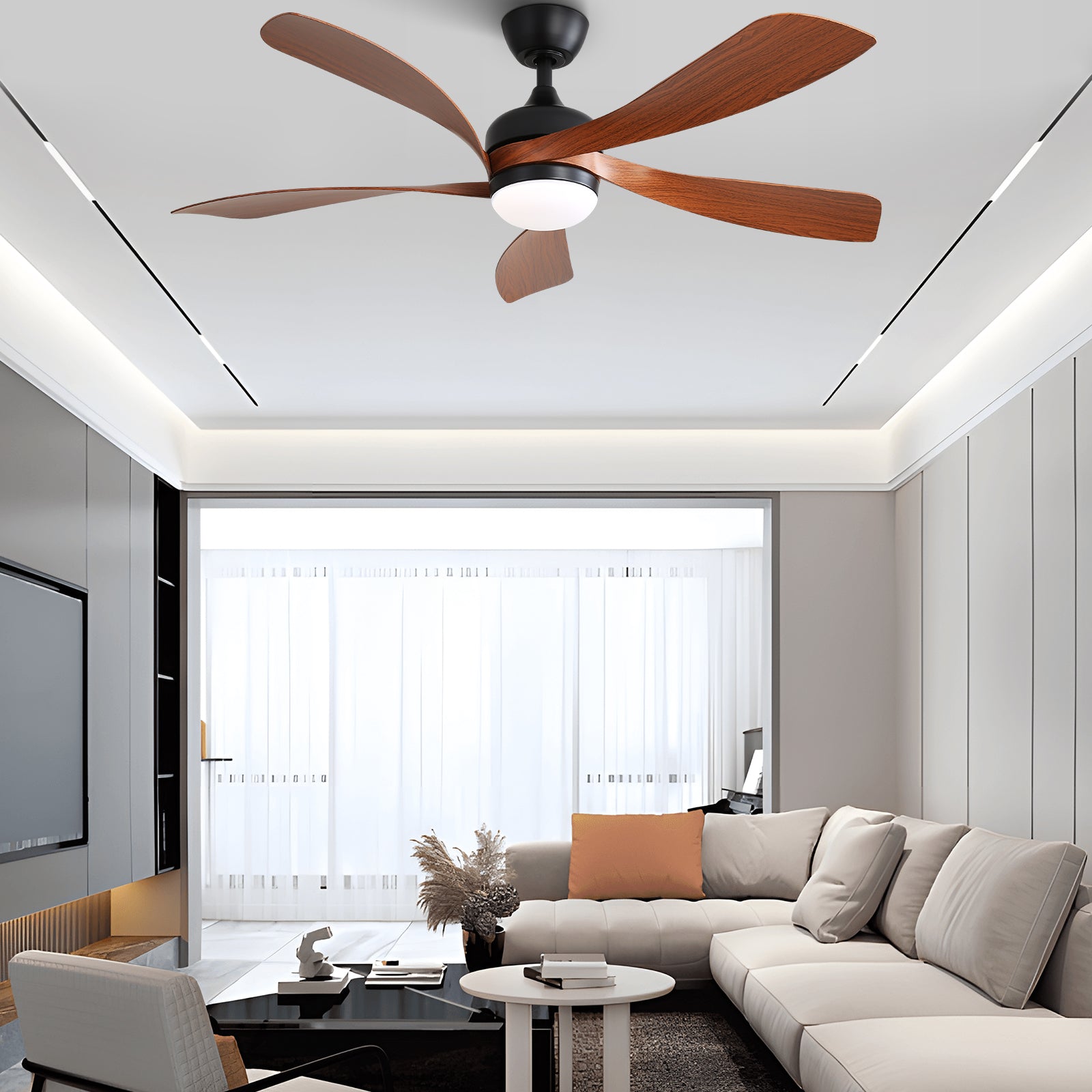 52 Inch Indoor Ceiling Fan With 3 Color Dimmable LED Light and Remote Control by HouseOfZazla
