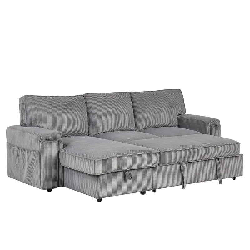 U_STYLE Upholstery Sleeper Sectional Sofa with Storage Bags by HouseOfZazla