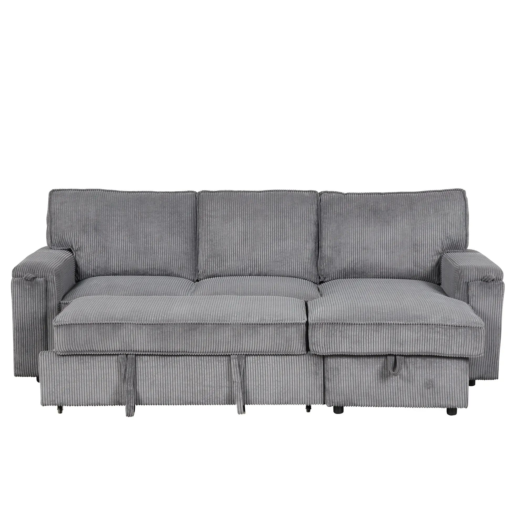 U_STYLE Upholstery Sleeper Sectional Sofa with Storage Bags by HouseOfZazla
