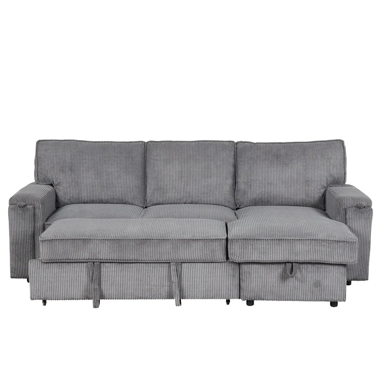 U_STYLE Upholstery Sleeper Sectional Sofa with Storage Bags by HouseOfZazla
