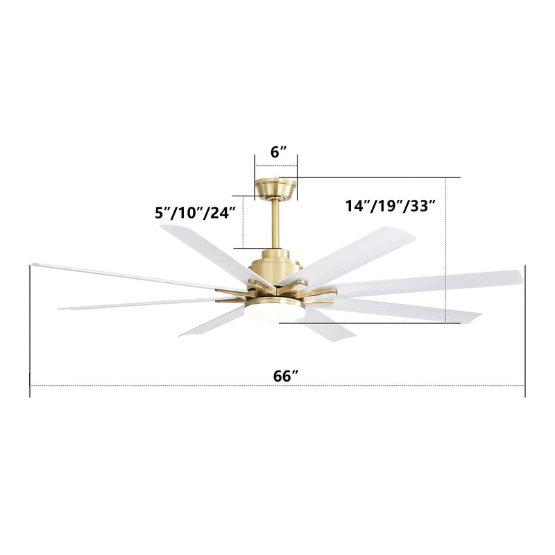 66 Inch Modern Smart Ceiling Fan with Reversible DC Motor and LED Light by HouseOfZazla