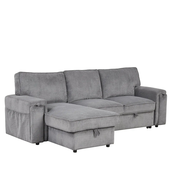 U_STYLE Upholstery Sleeper Sectional Sofa with Storage Bags by HouseOfZazla
