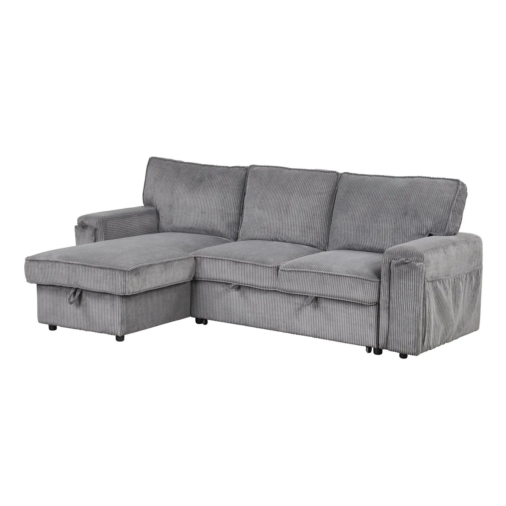 U_STYLE Upholstery Sleeper Sectional Sofa with Storage Bags by HouseOfZazla