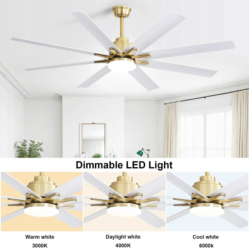 66 Inch Modern Smart Ceiling Fan with Reversible DC Motor and LED Light by HouseOfZazla