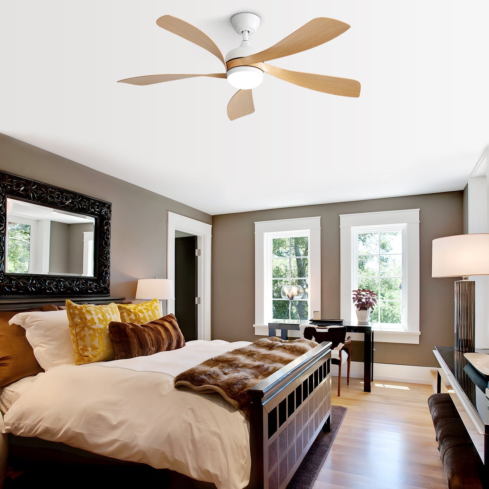 52 Inch Modern Ceiling Fan With 3 Color Dimmable LED Light by HouseOfZazla