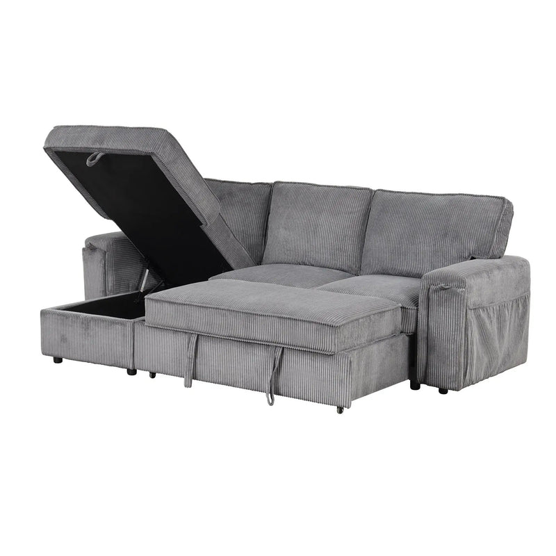 U_STYLE Upholstery Sleeper Sectional Sofa with Storage Bags by HouseOfZazla