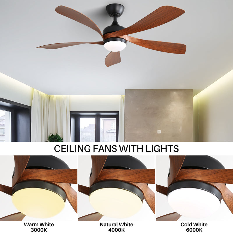 52 Inch Indoor Ceiling Fan With 3 Color Dimmable LED Light and Remote Control by HouseOfZazla