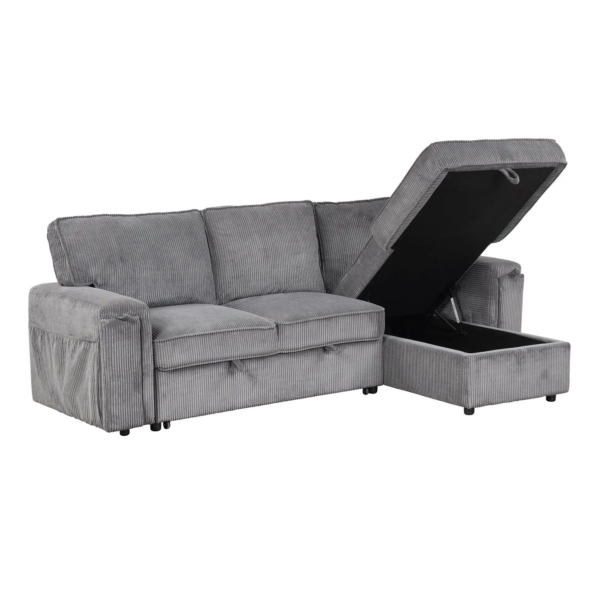 U_STYLE Upholstery Sleeper Sectional Sofa with Storage Bags by HouseOfZazla