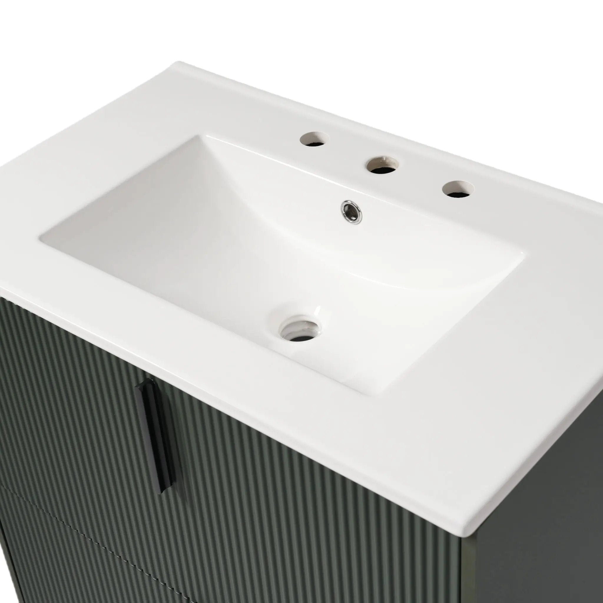 Bathroom Vanity With Ceramic Sink, Fluted Design by HouseOfZazla