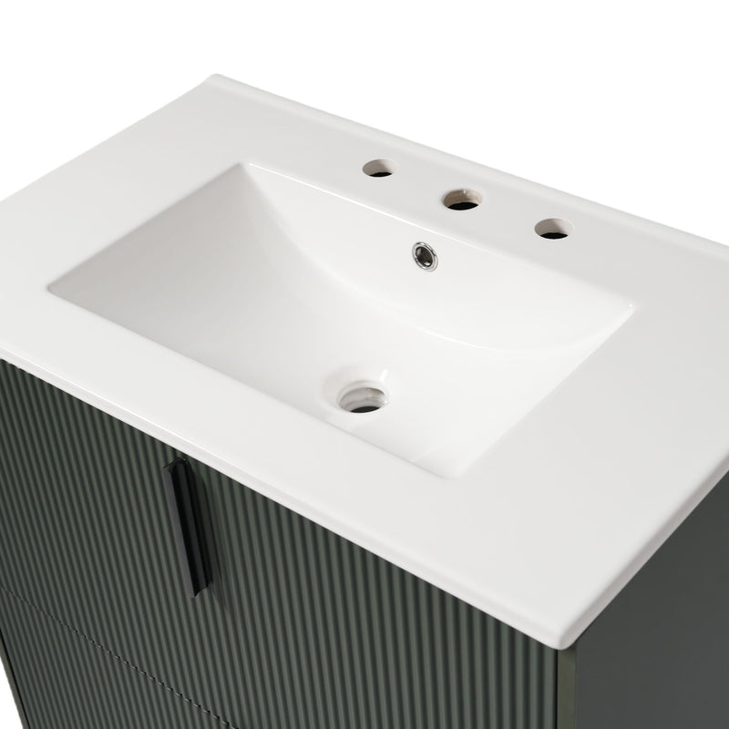 Bathroom Vanity With Ceramic Sink, Fluted Design by HouseOfZazla