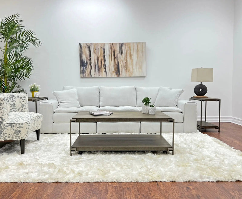 Corbeta - 3 Piece Metal Frame Wood Living Room Coffee Table And 2 Chairside Tables Set, Aged Graphite - Brown by Unique Piece Furniture