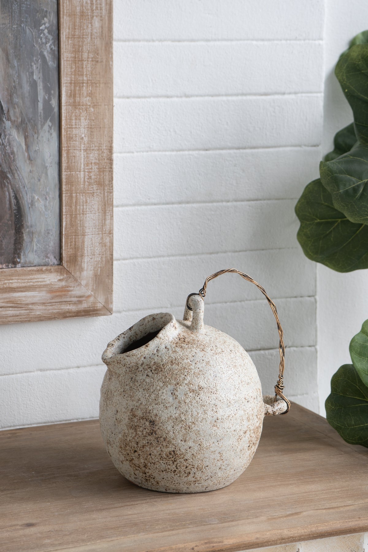 9.8x8.3x10.3" Hand-Pulled Decorative Ceramic Jug with Worn Finish by HouseOfZazla