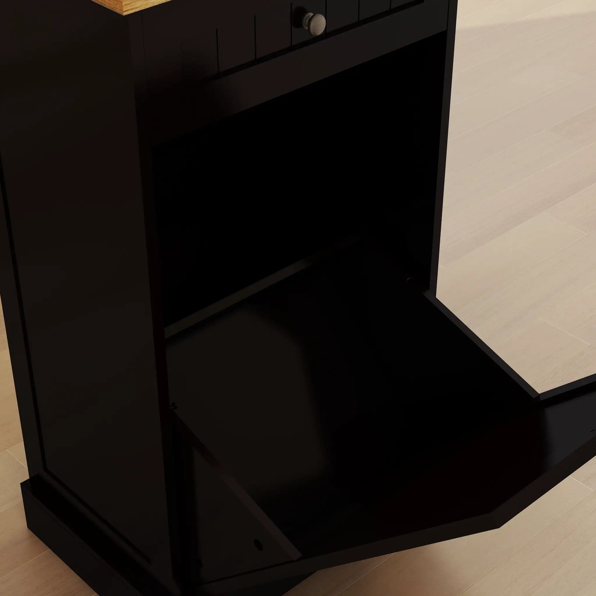 Tilt-Out Trash Cabinet with One Drawer in Black by HouseOfZazla