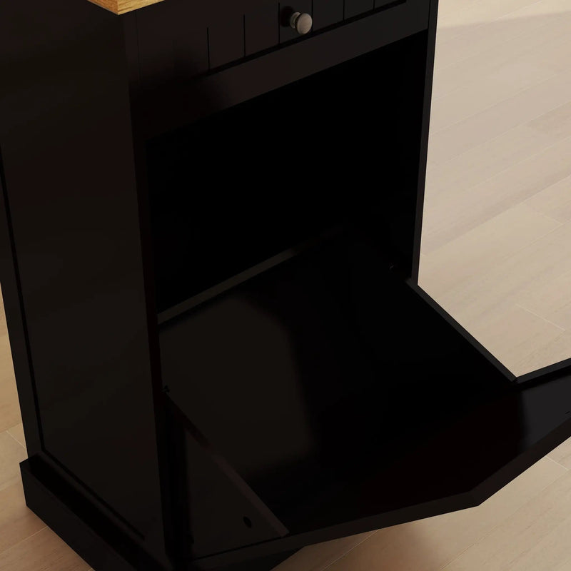 Tilt-Out Trash Cabinet with One Drawer in Black by HouseOfZazla