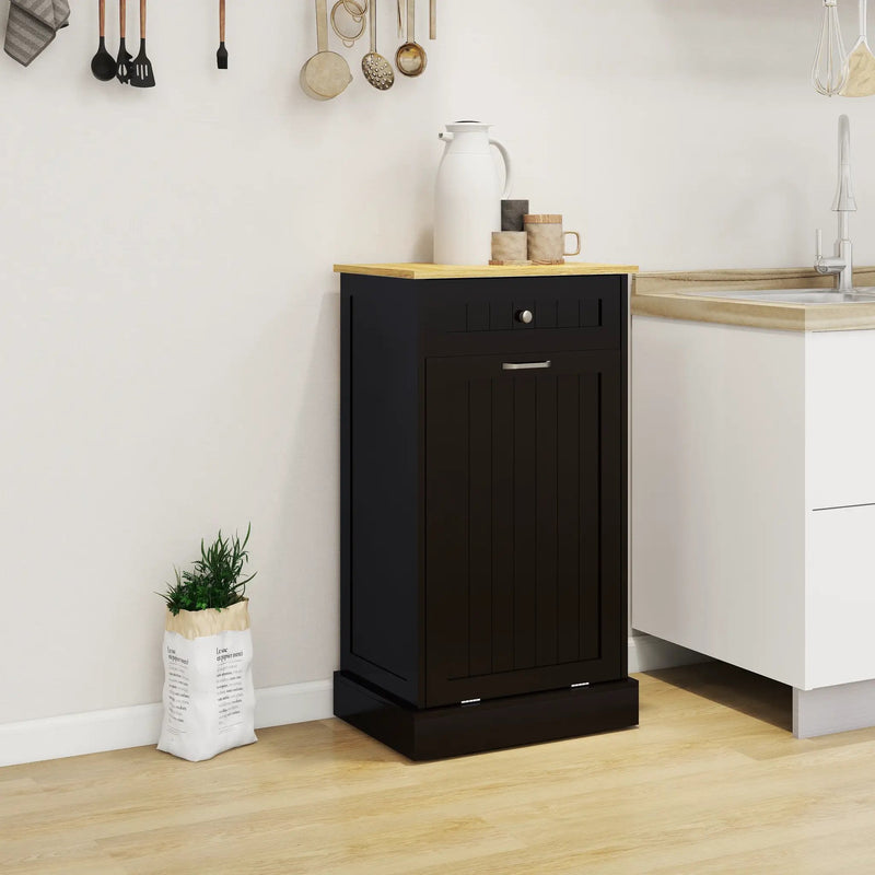 Tilt-Out Trash Cabinet with One Drawer in Black by HouseOfZazla