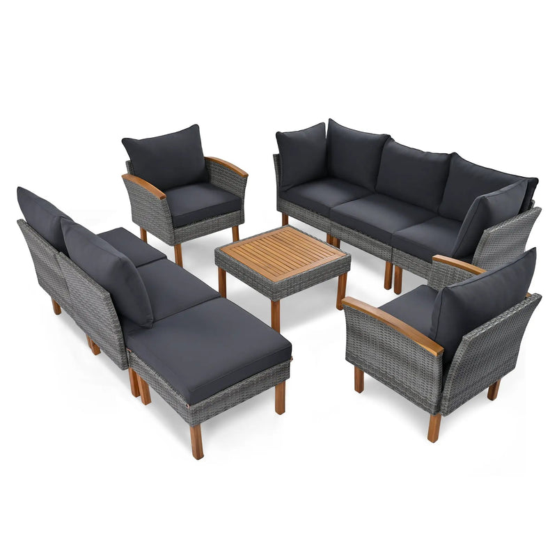 9-Piece Patio Rattan Furniture Set by HouseOfZazla