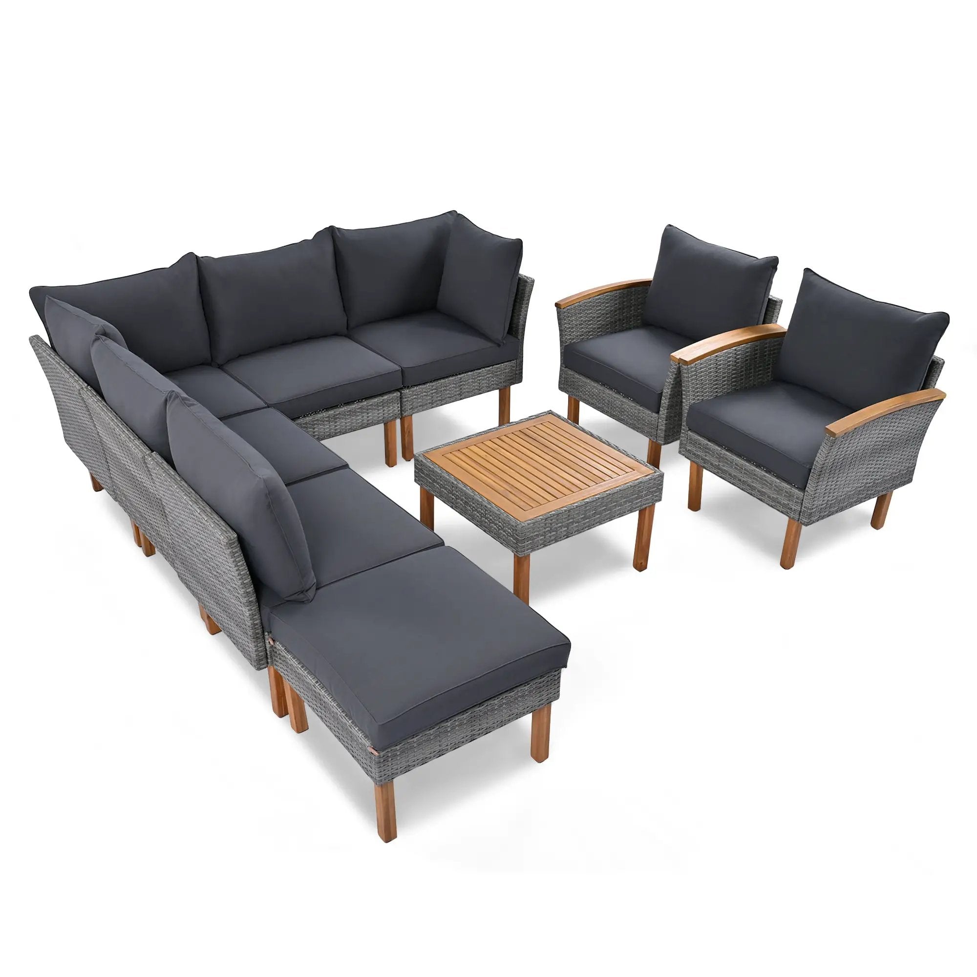 9-Piece Patio Rattan Furniture Set by HouseOfZazla