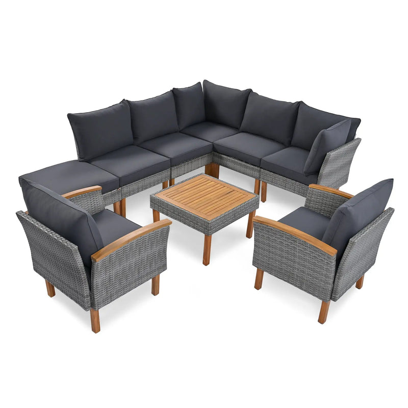 9-Piece Patio Rattan Furniture Set by HouseOfZazla