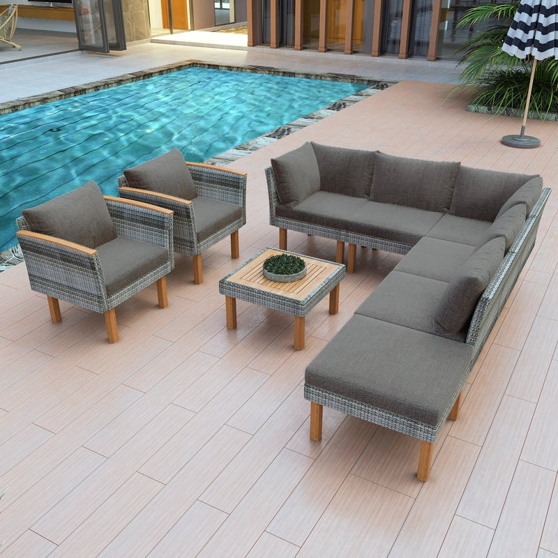 9-Piece Patio Rattan Furniture Set by HouseOfZazla