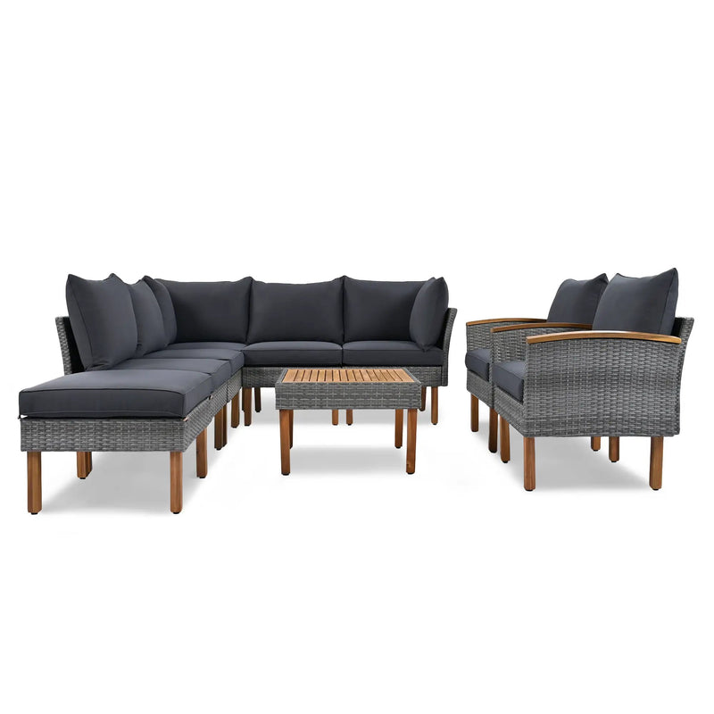 9-Piece Patio Rattan Furniture Set by HouseOfZazla